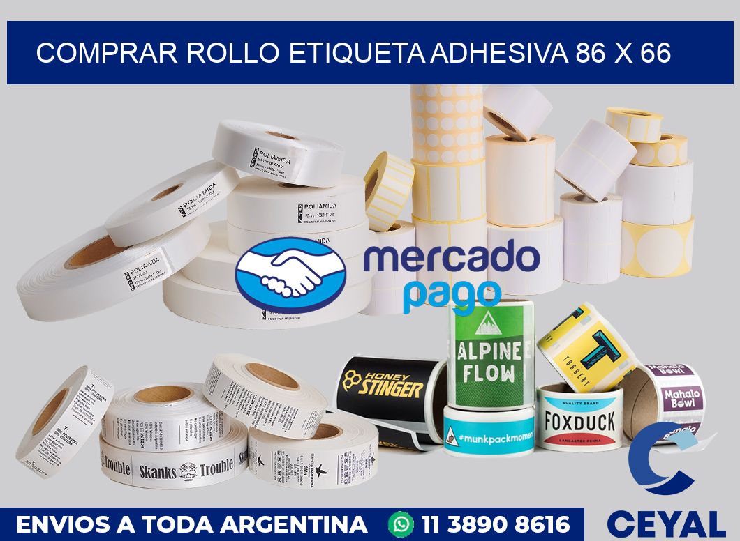 Comprar rollo etiqueta adhesiva 86 x 66