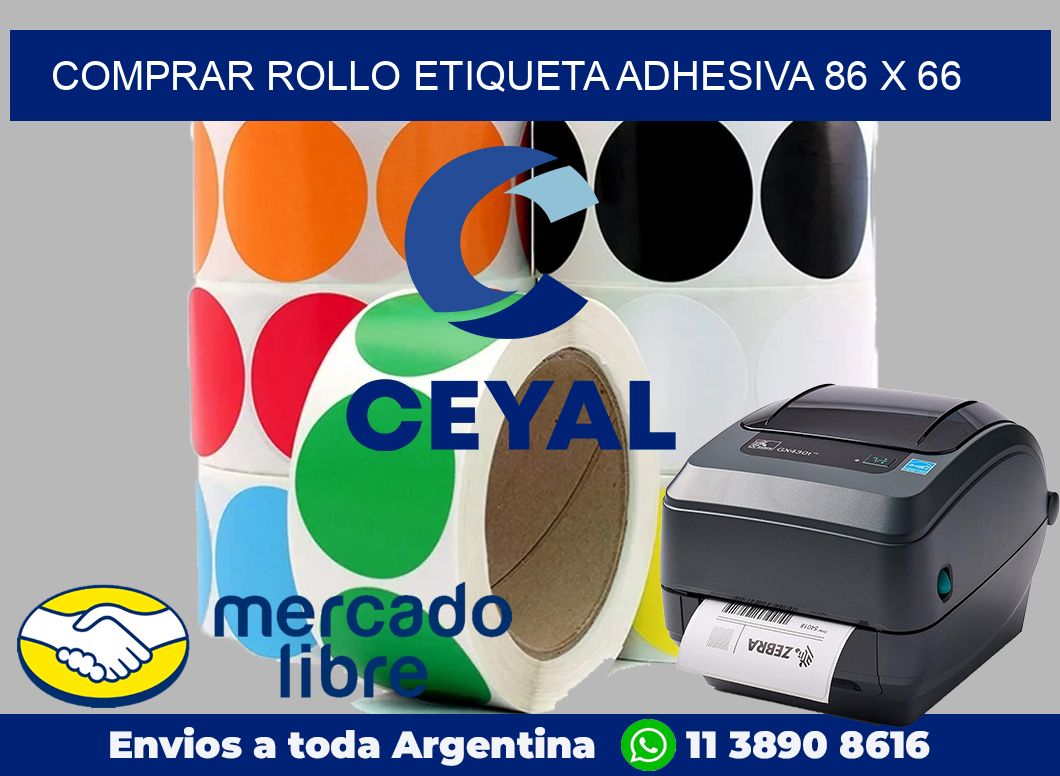 Comprar rollo etiqueta adhesiva 86 x 66