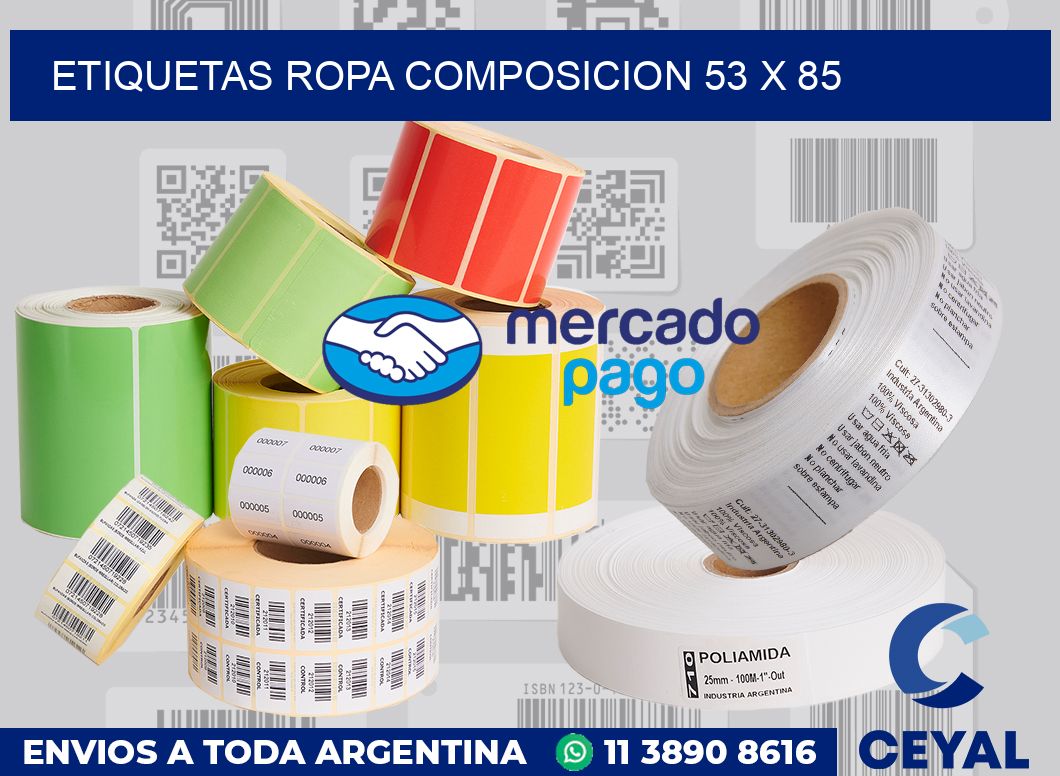 Etiquetas ropa composicion 53 x 85