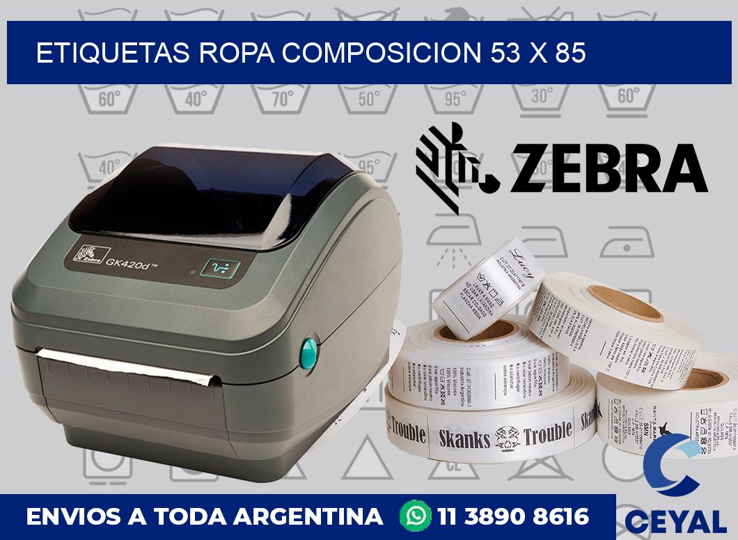 Etiquetas ropa composicion 53 x 85