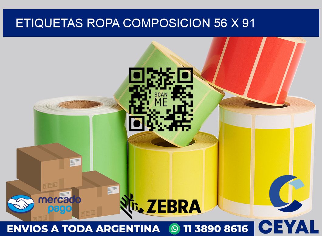 Etiquetas ropa composicion 56 x 91