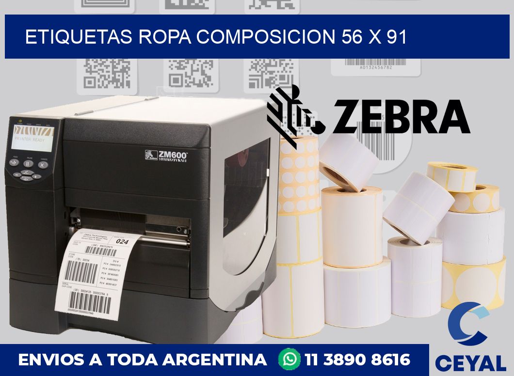 Etiquetas ropa composicion 56 x 91