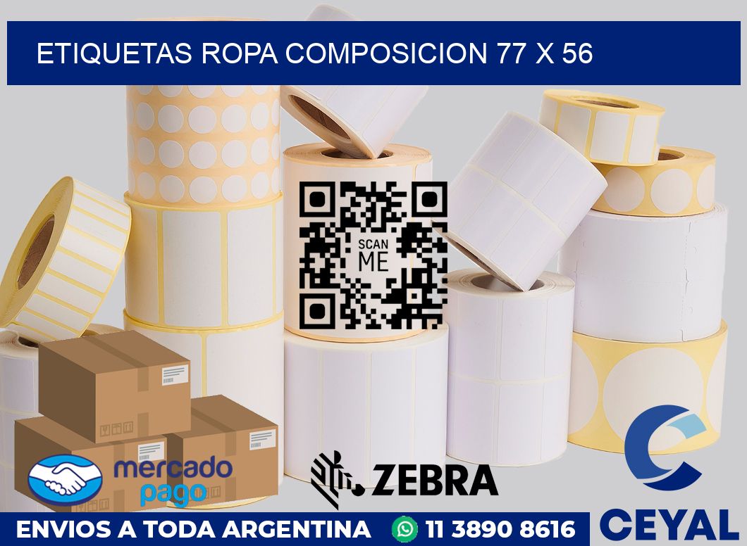 Etiquetas ropa composicion 77 x 56