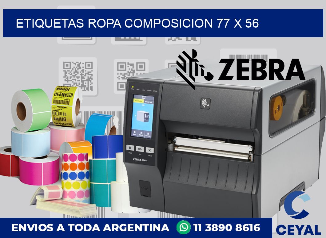 Etiquetas ropa composicion 77 x 56