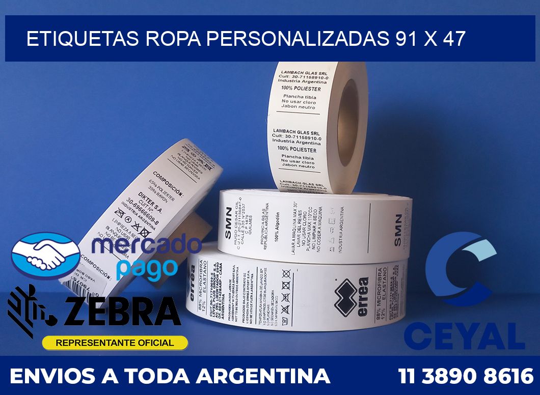 Etiquetas ropa personalizadas 91 x 47