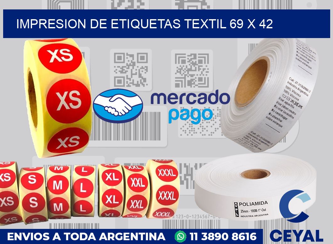 Impresion de etiquetas textil 69 x 42