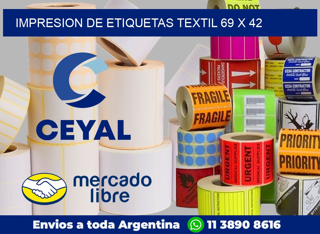 Impresion de etiquetas textil 69 x 42