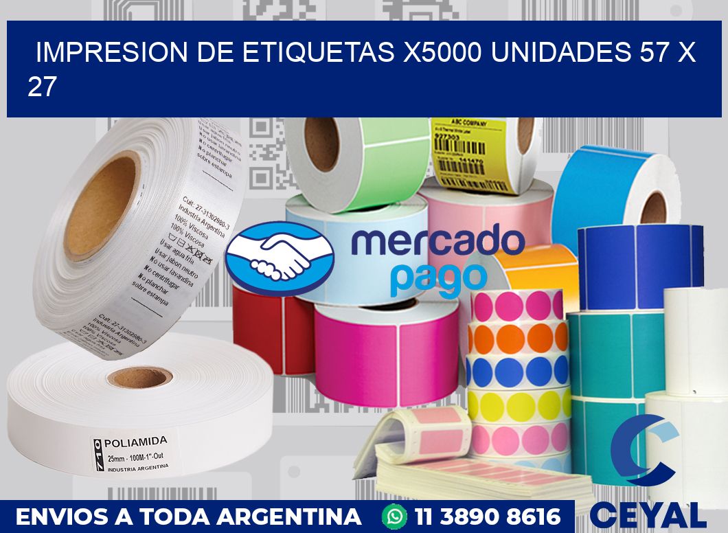 Impresion de etiquetas x5000 unidades 57 x 27