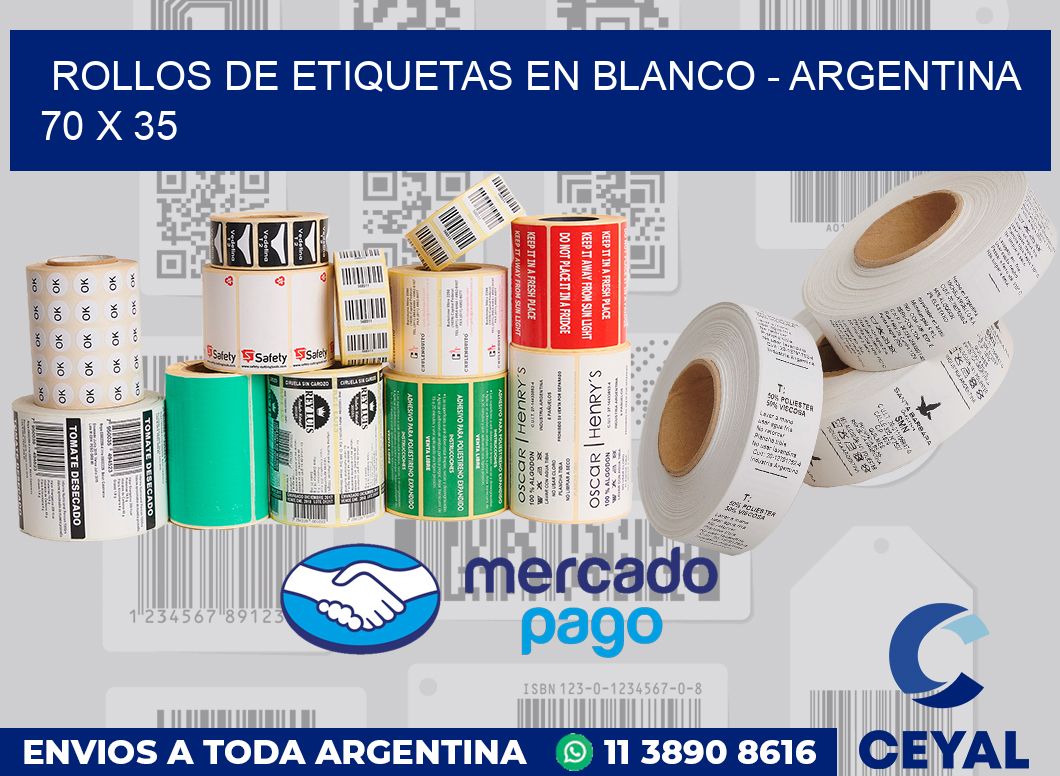 Rollos de etiquetas en blanco - Argentina 70 x 35