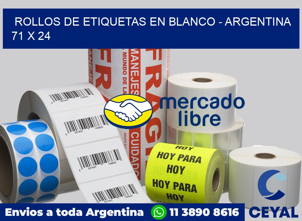 Rollos de etiquetas en blanco - Argentina 71 x 24