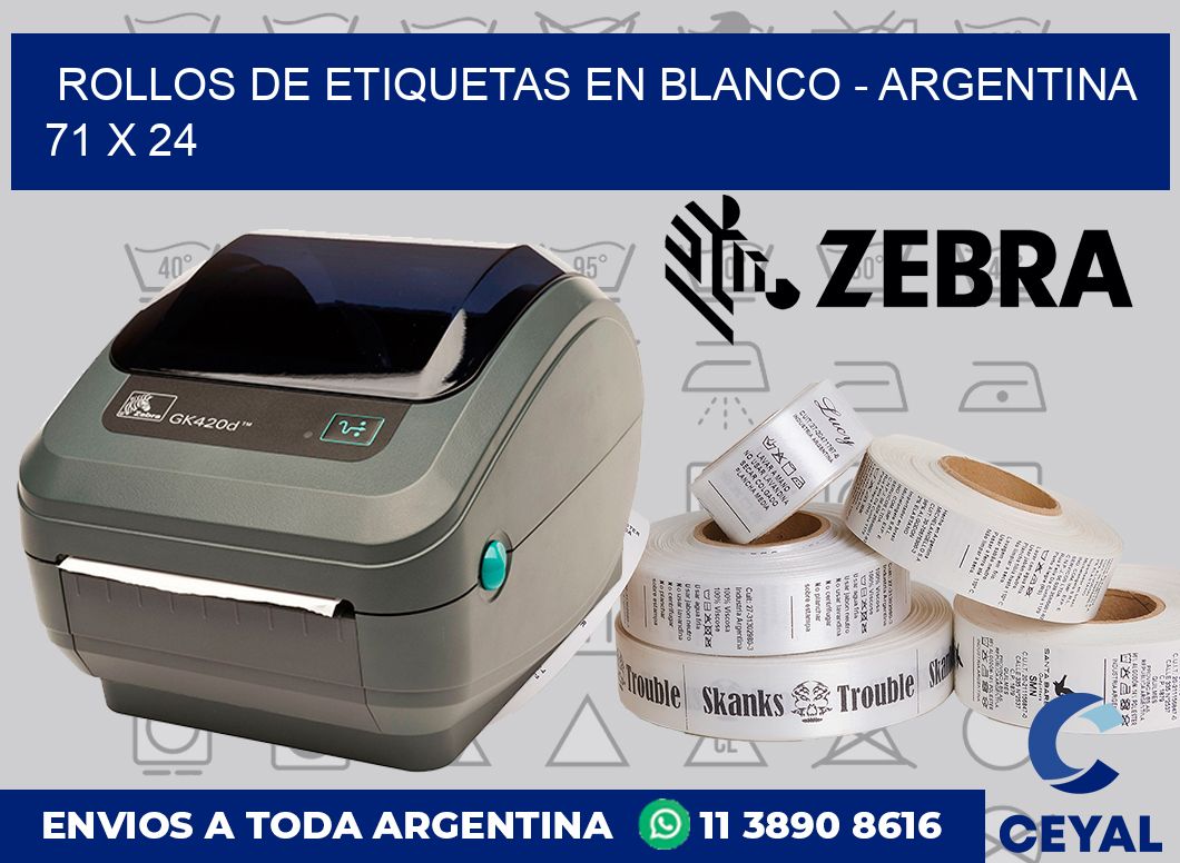 Rollos de etiquetas en blanco – Argentina 71 x 24