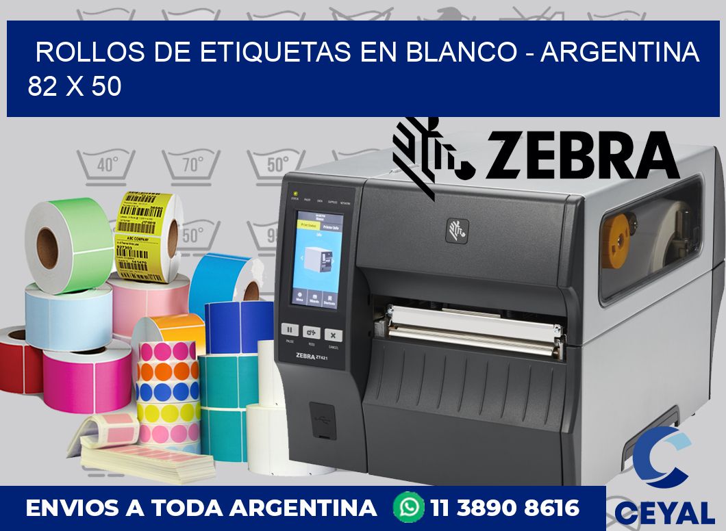 Rollos de etiquetas en blanco – Argentina 82 x 50