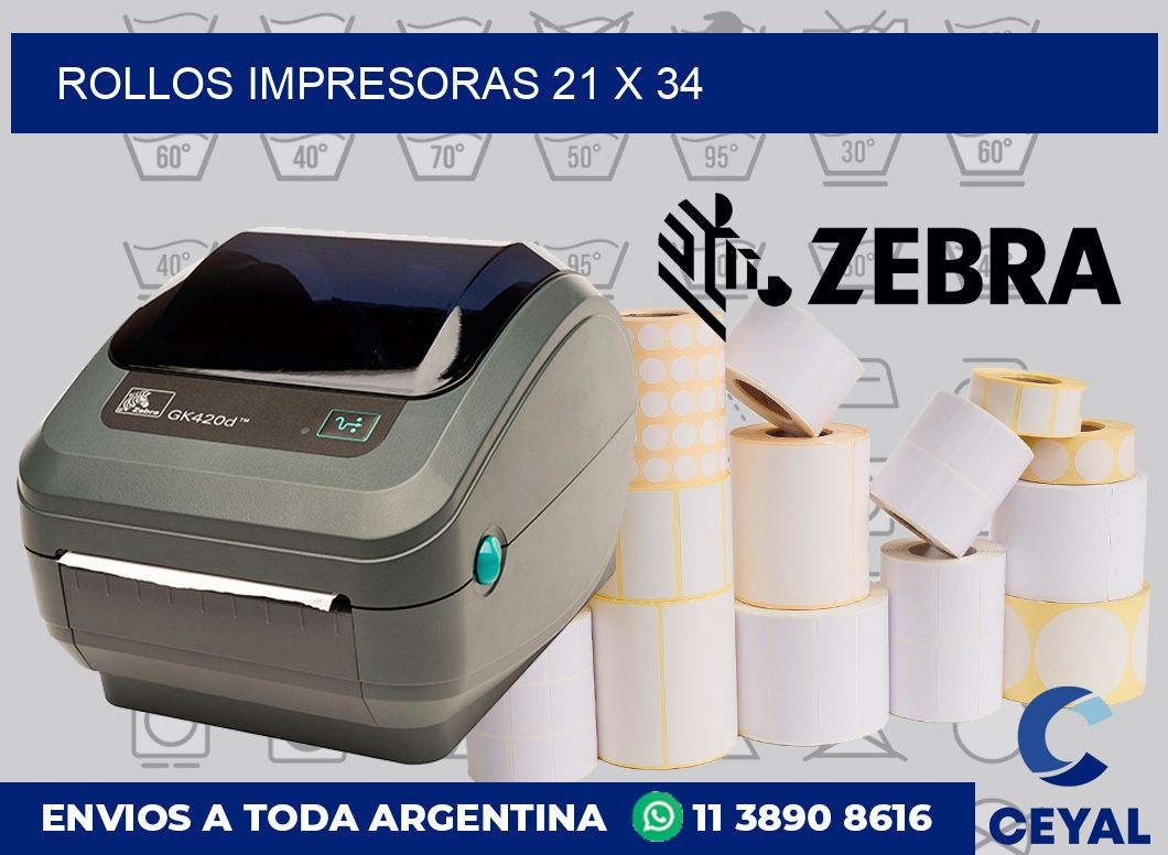 Rollos impresoras 21 x 34