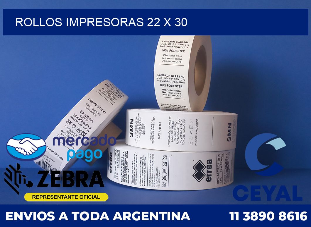 Rollos impresoras 22 x 30