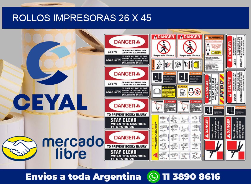 Rollos impresoras 26 x 45