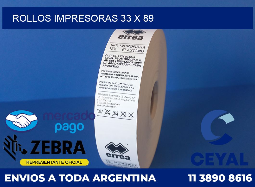 Rollos impresoras 33 x 89