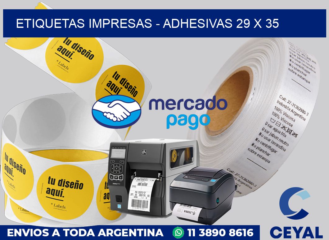 etiquetas impresas - Adhesivas 29 x 35
