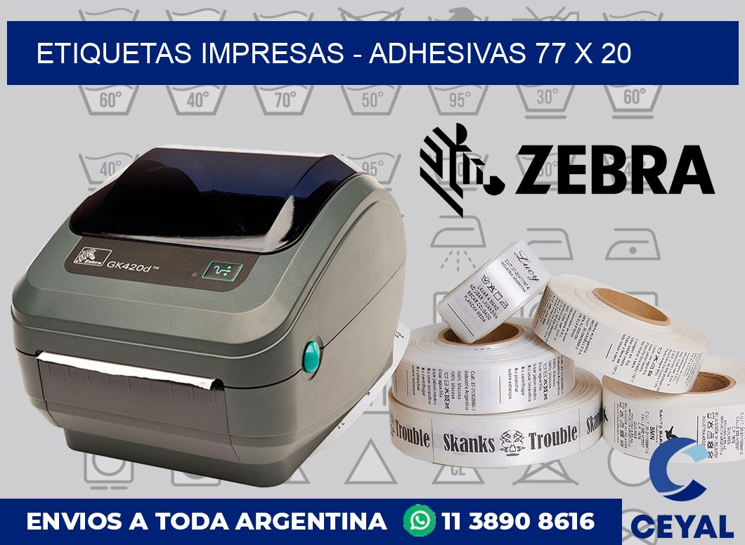 etiquetas impresas - Adhesivas 77 x 20