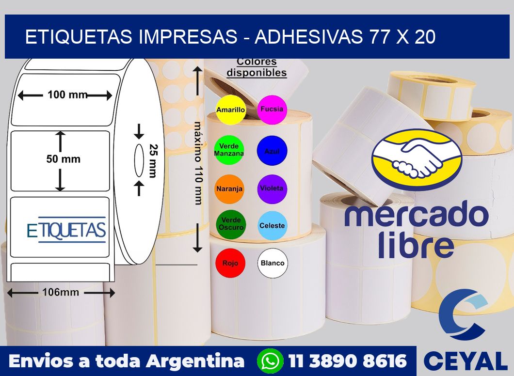 etiquetas impresas – Adhesivas 77 x 20