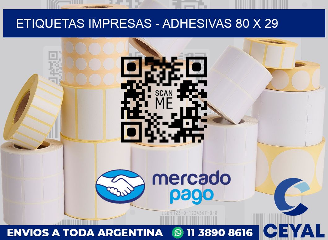 etiquetas impresas - Adhesivas 80 x 29