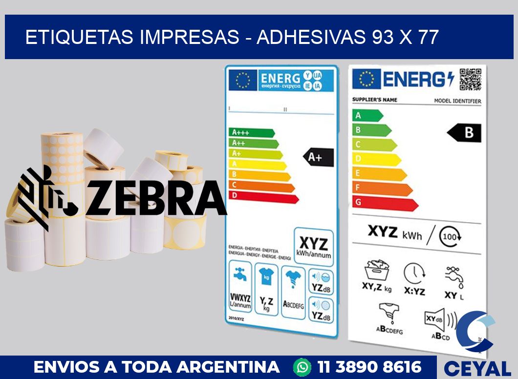 etiquetas impresas - Adhesivas 93 x 77