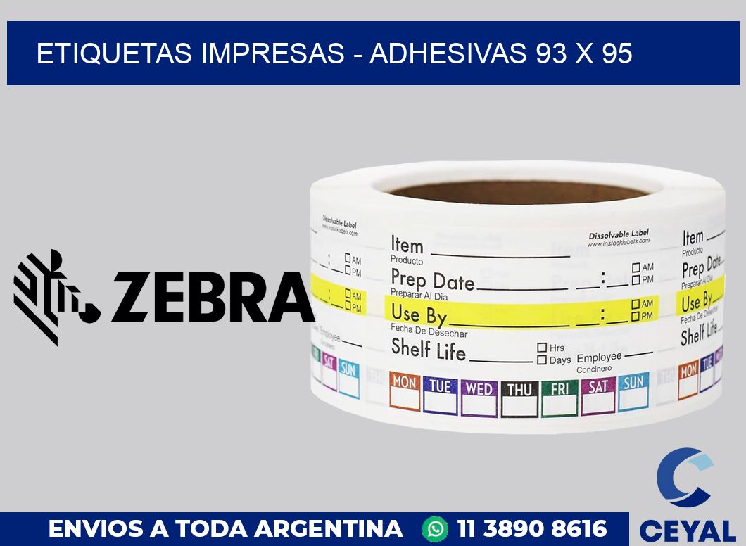 etiquetas impresas - Adhesivas 93 x 95
