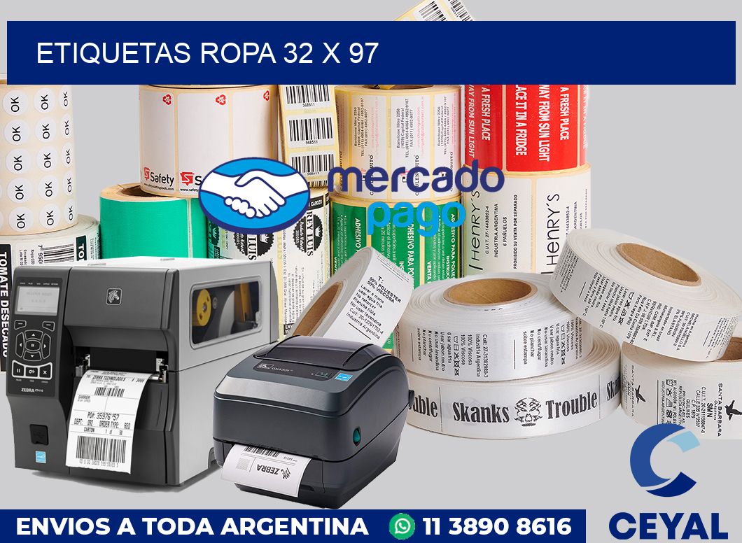 etiquetas ropa 32 x 97