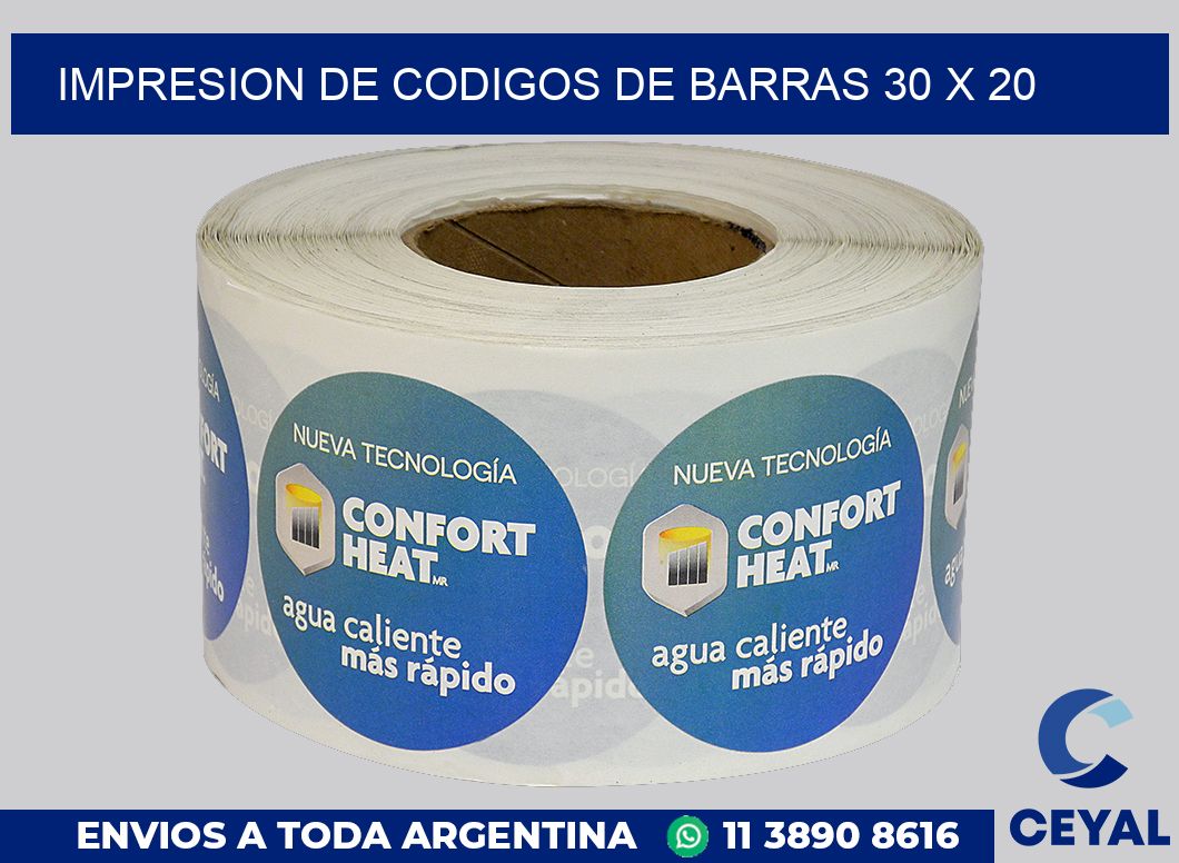 impresion de codigos de barras 30 x 20