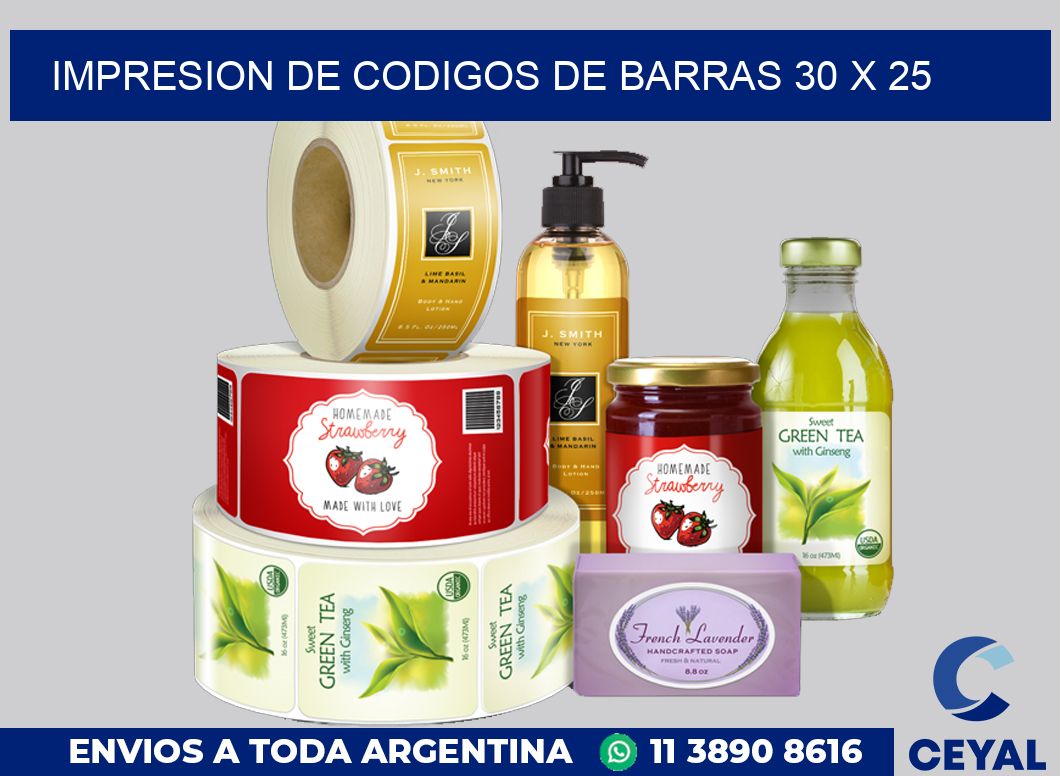 impresion de codigos de barras 30 x 25