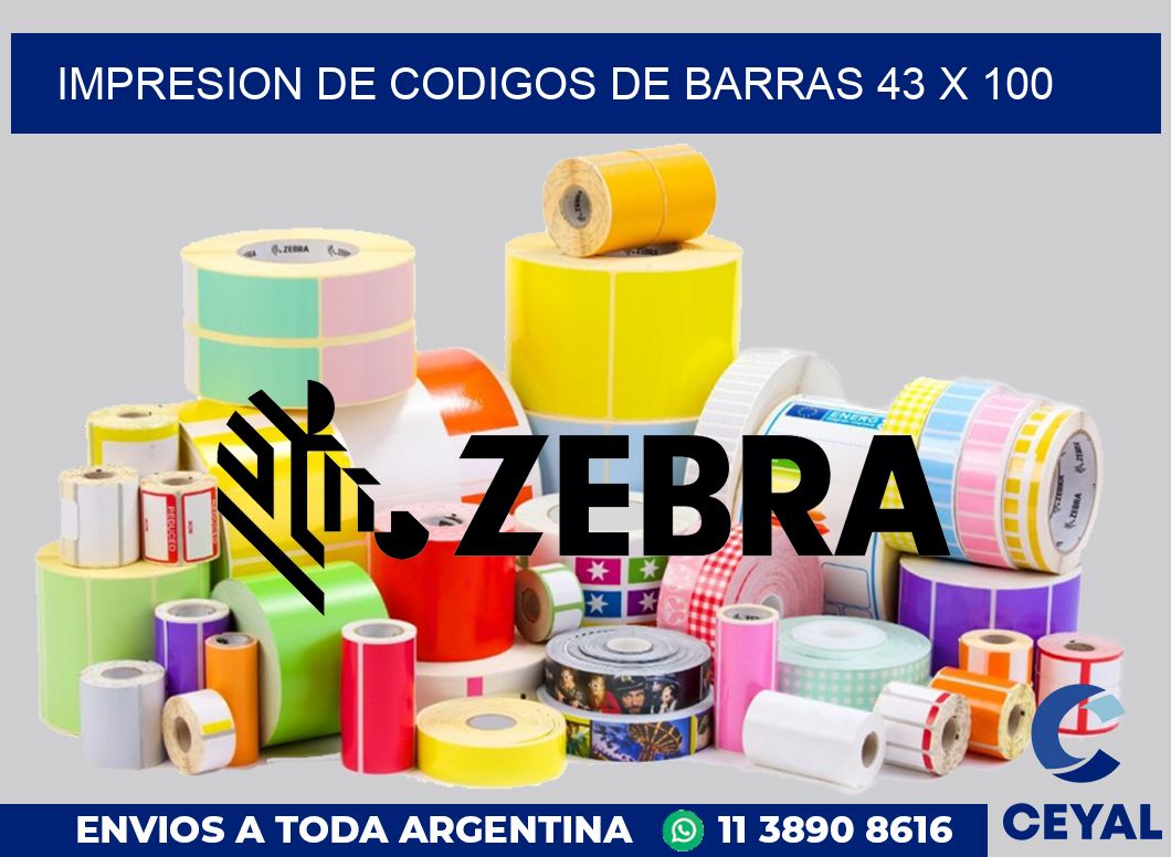 impresion de codigos de barras 43 x 100