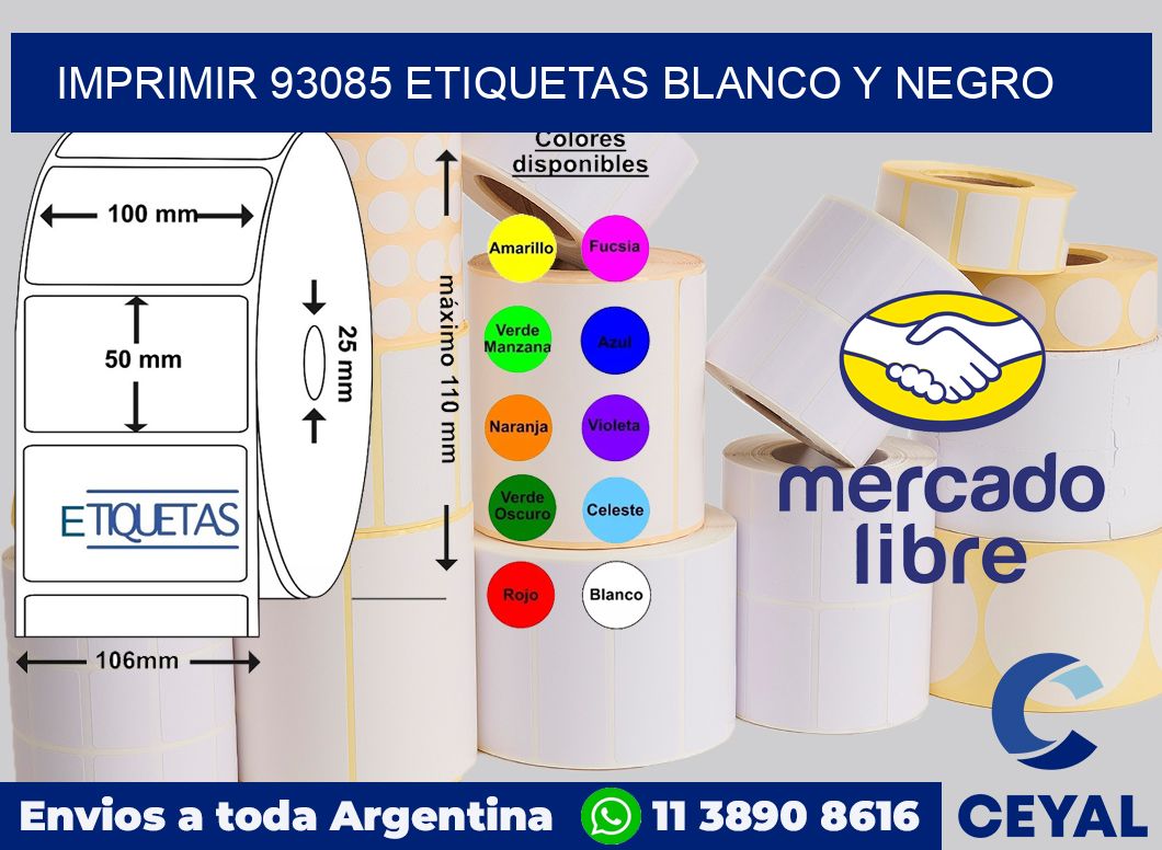 imprimir 93085 etiquetas blanco y negro