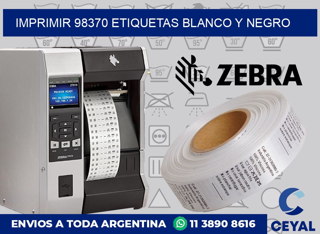 imprimir 98370 etiquetas blanco y negro