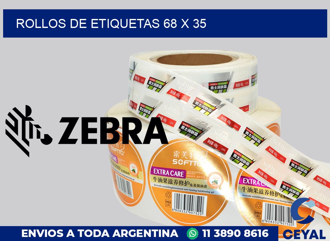 rollos de etiquetas 68 x 35