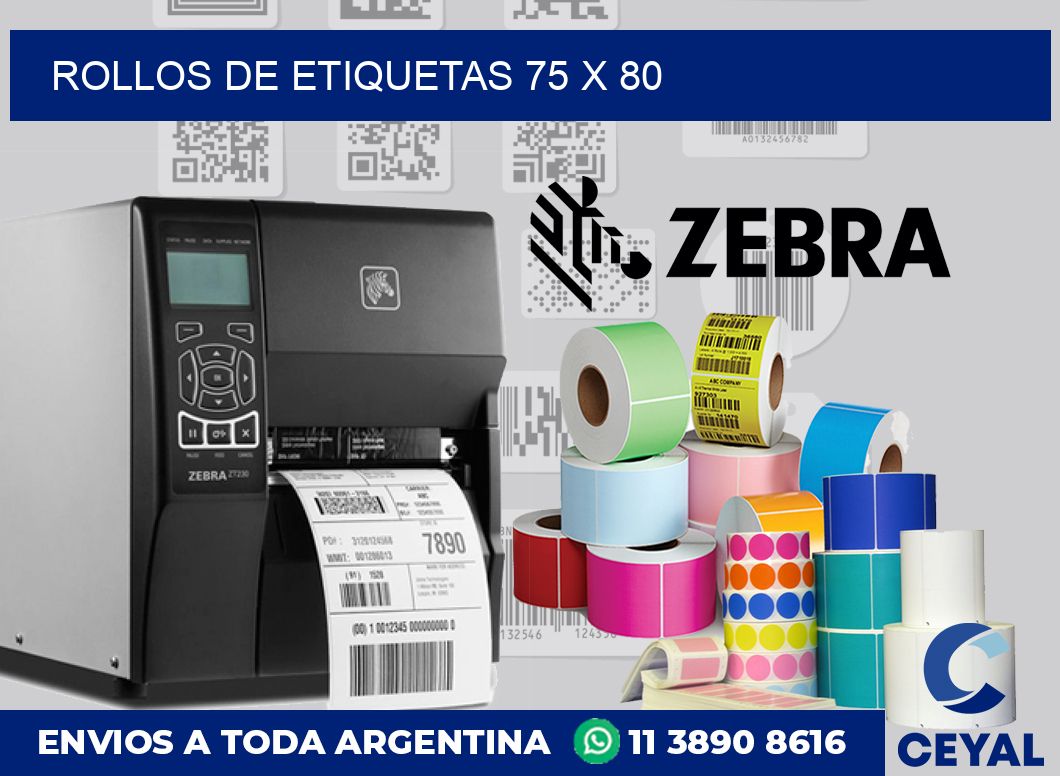 rollos de etiquetas 75 x 80