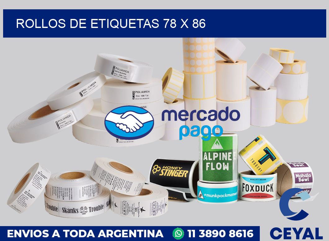 rollos de etiquetas 78 x 86