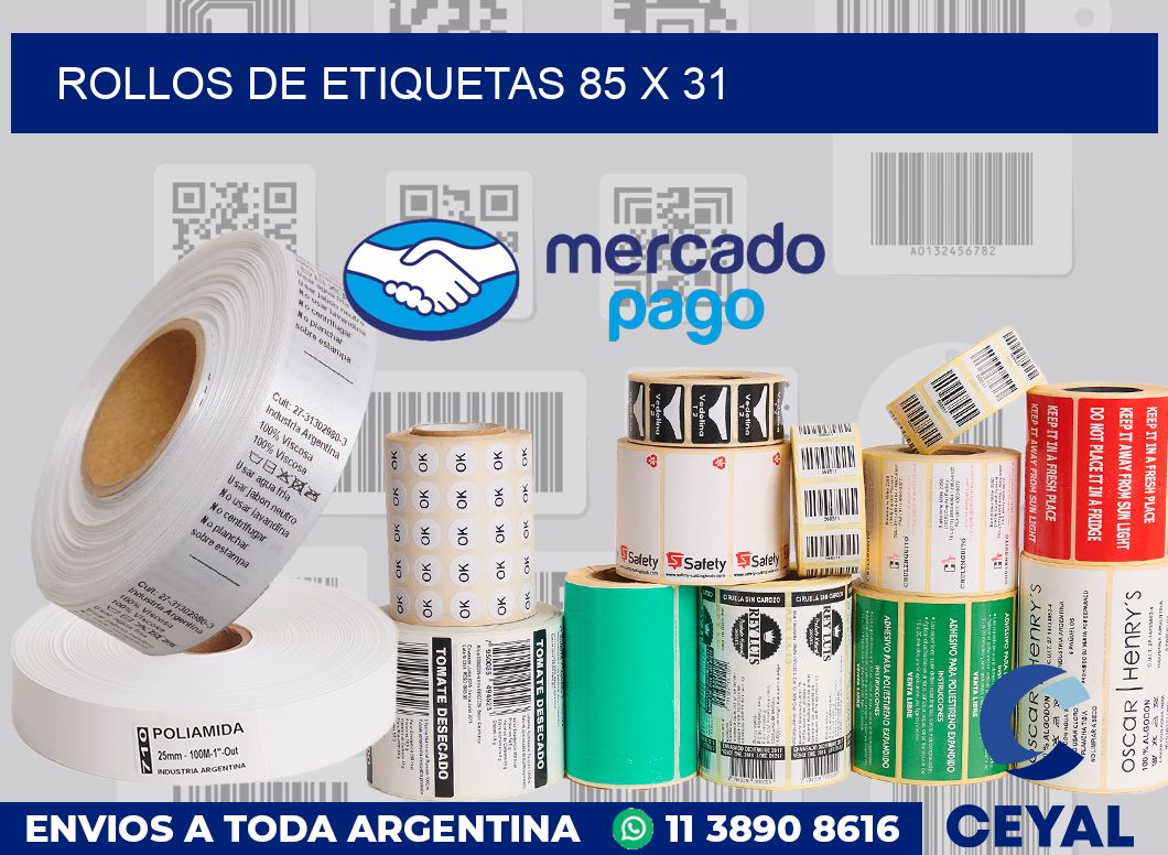 rollos de etiquetas 85 x 31
