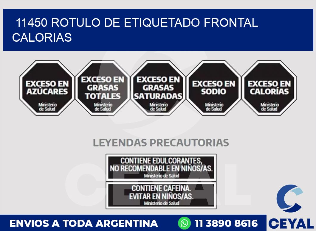 11450 ROTULO DE ETIQUETADO FRONTAL CALORIAS