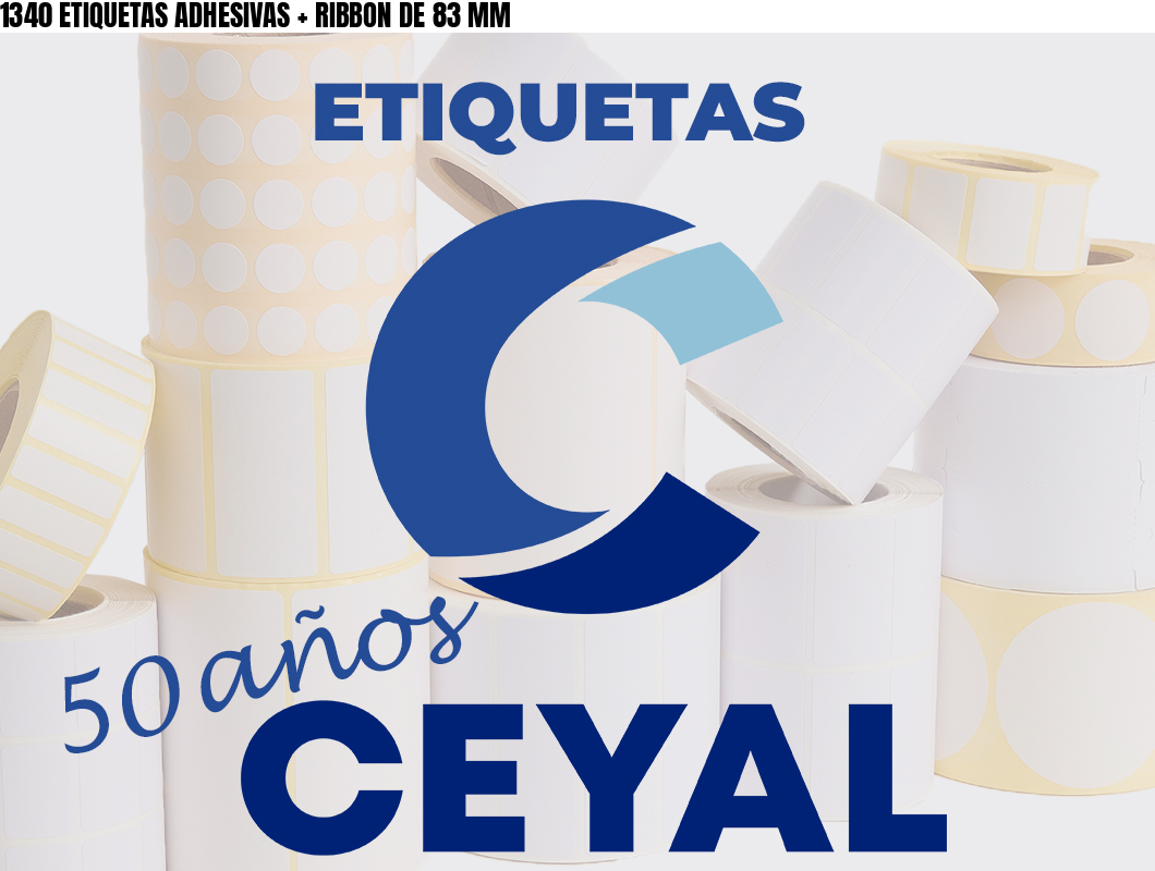 1340 ETIQUETAS ADHESIVAS + RIBBON DE 83 MM