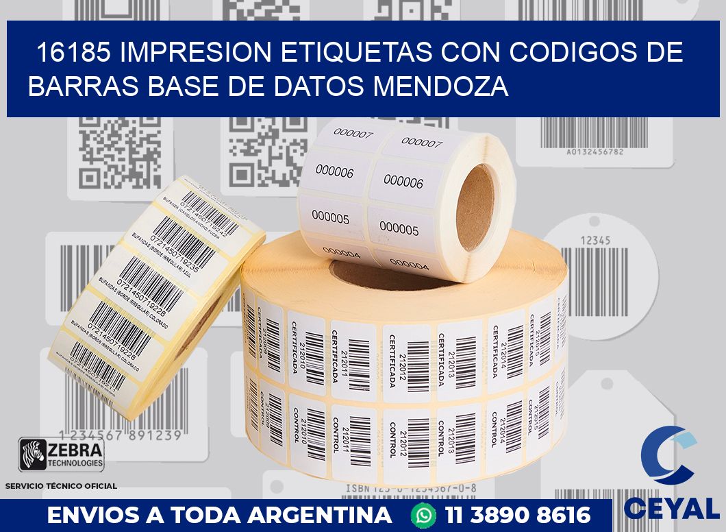 16185 IMPRESION ETIQUETAS CON CODIGOS DE BARRAS BASE DE DATOS MENDOZA