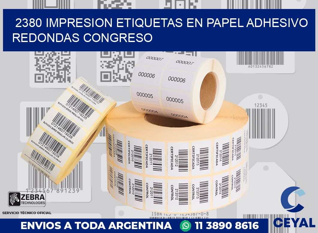 2380 IMPRESION ETIQUETAS EN PAPEL ADHESIVO REDONDAS CONGRESO