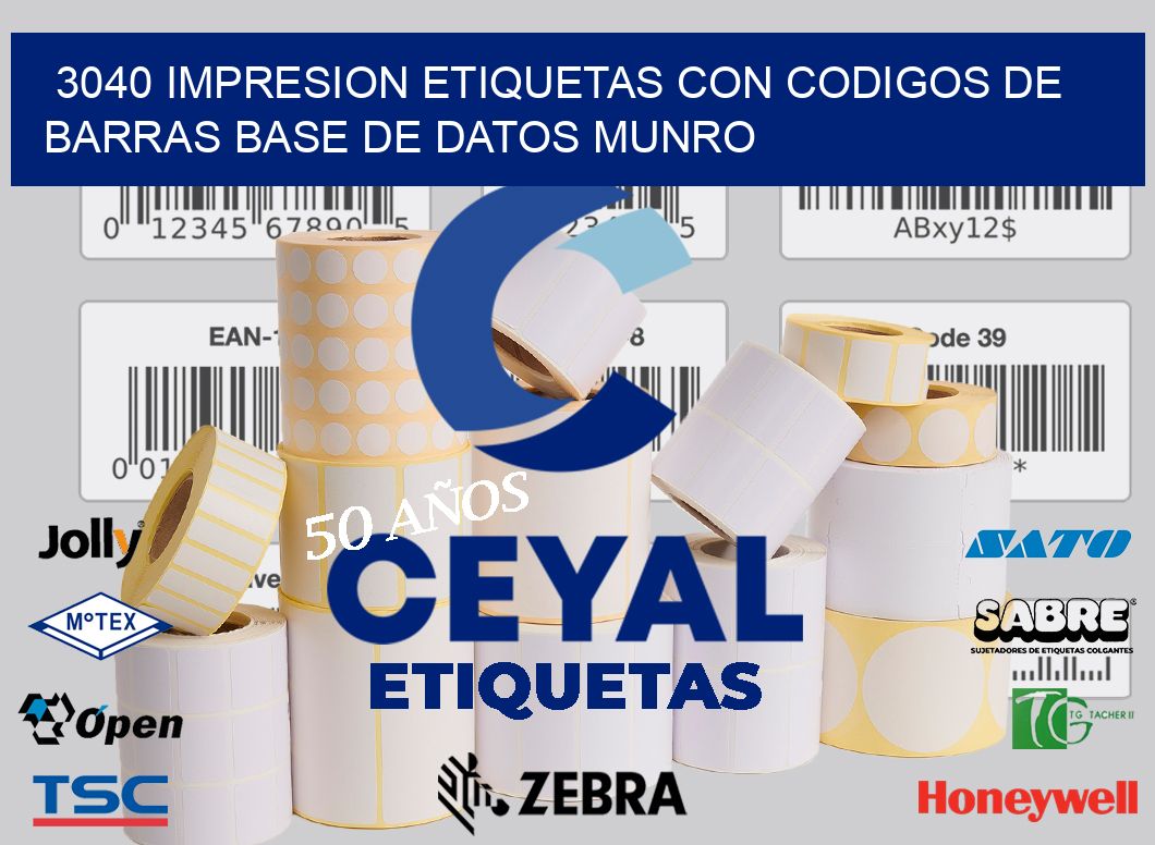 3040 IMPRESION ETIQUETAS CON CODIGOS DE BARRAS BASE DE DATOS MUNRO