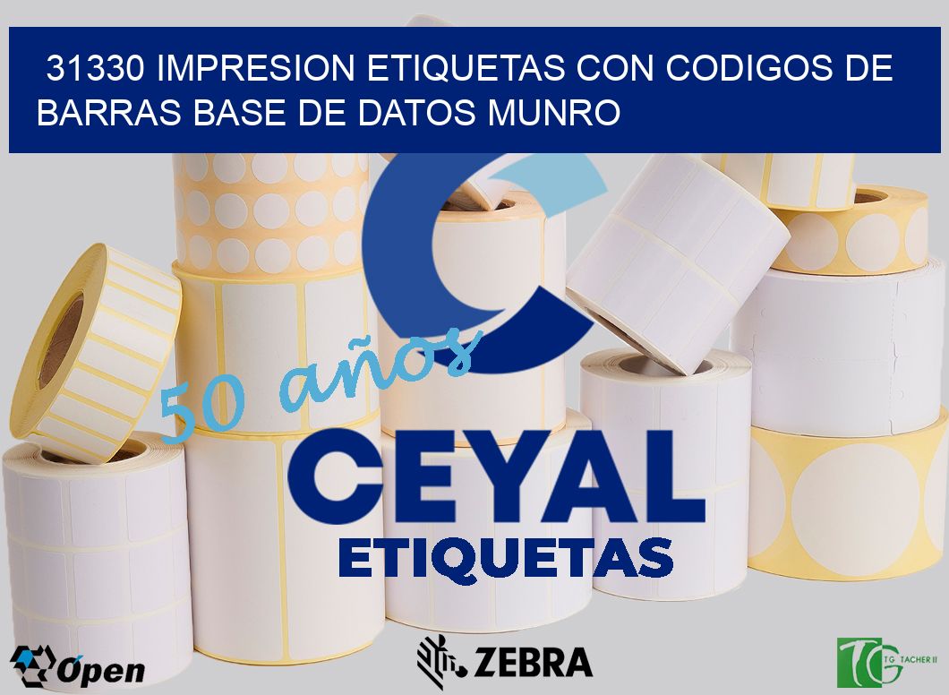31330 IMPRESION ETIQUETAS CON CODIGOS DE BARRAS BASE DE DATOS MUNRO