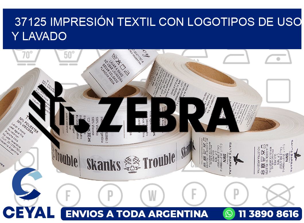 37125 IMPRESIÓN TEXTIL CON LOGOTIPOS DE USO Y LAVADO
