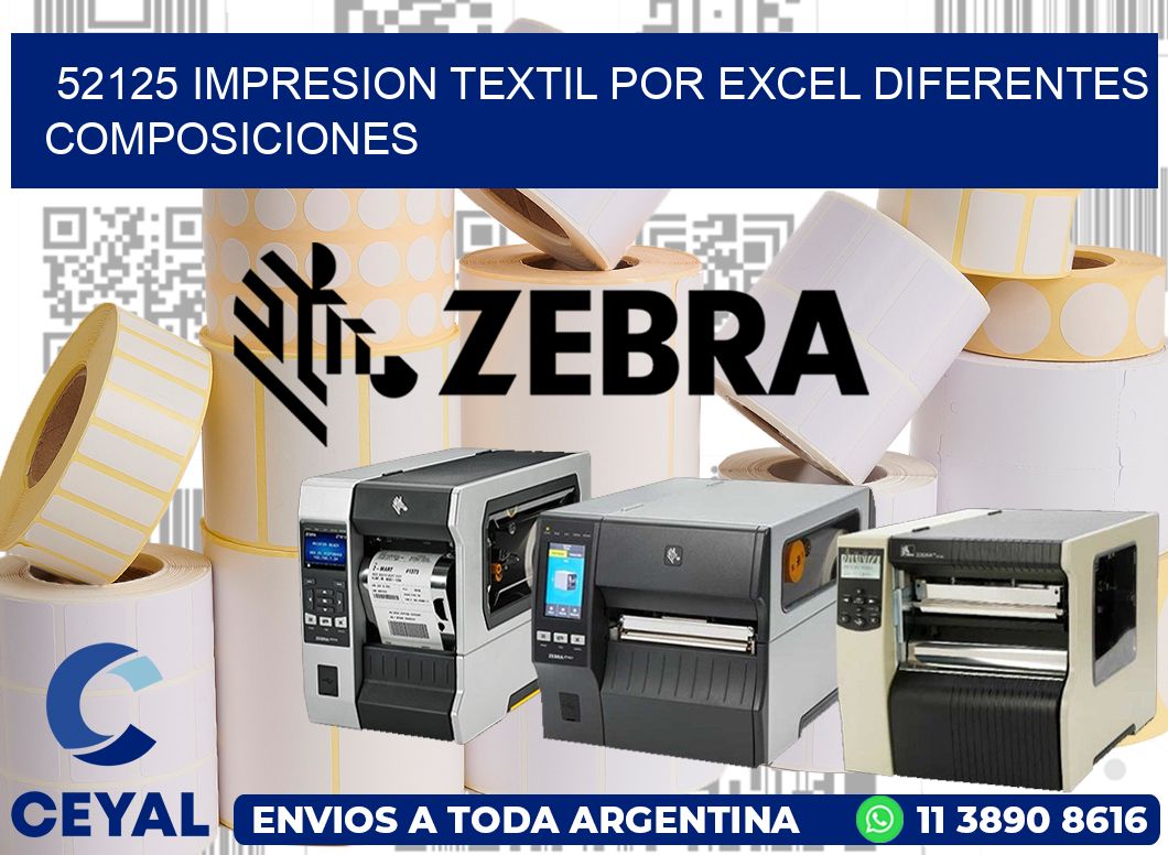 52125 IMPRESION TEXTIL POR EXCEL DIFERENTES COMPOSICIONES