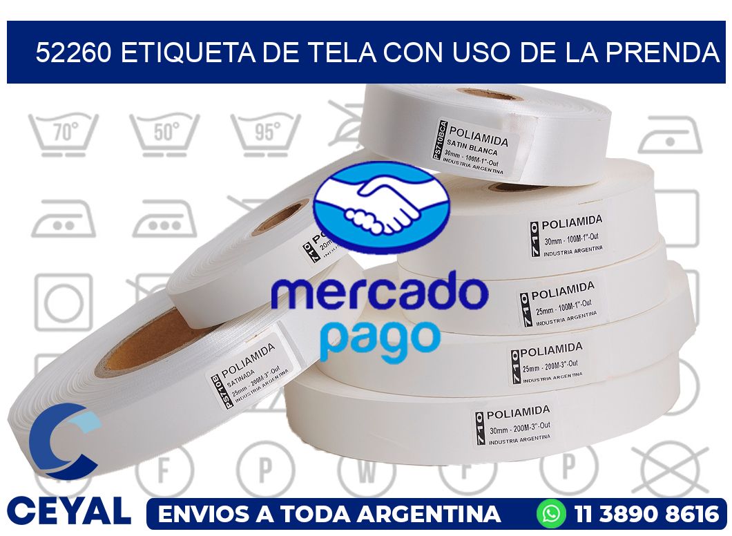 52260 ETIQUETA DE TELA CON USO DE LA PRENDA