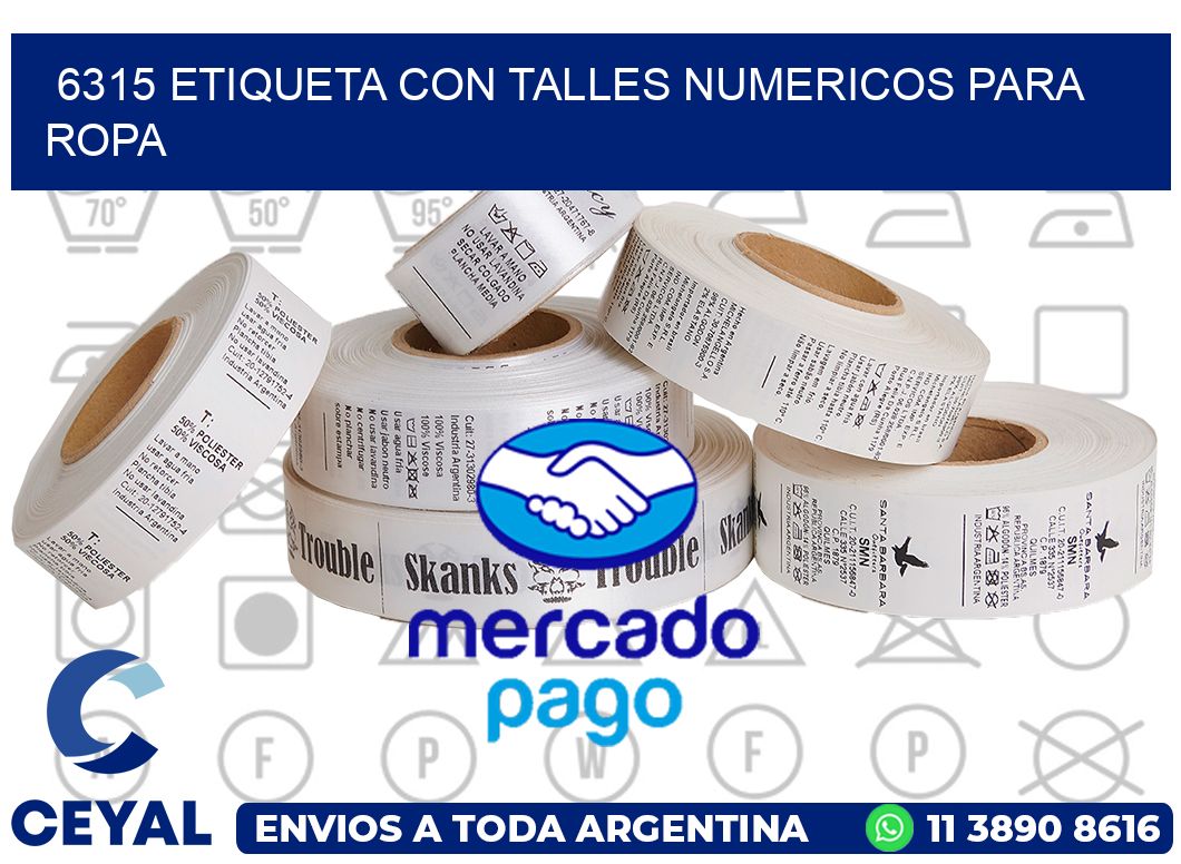 6315 ETIQUETA CON TALLES NUMERICOS PARA ROPA