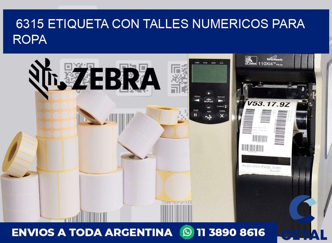 6315 ETIQUETA CON TALLES NUMERICOS PARA ROPA