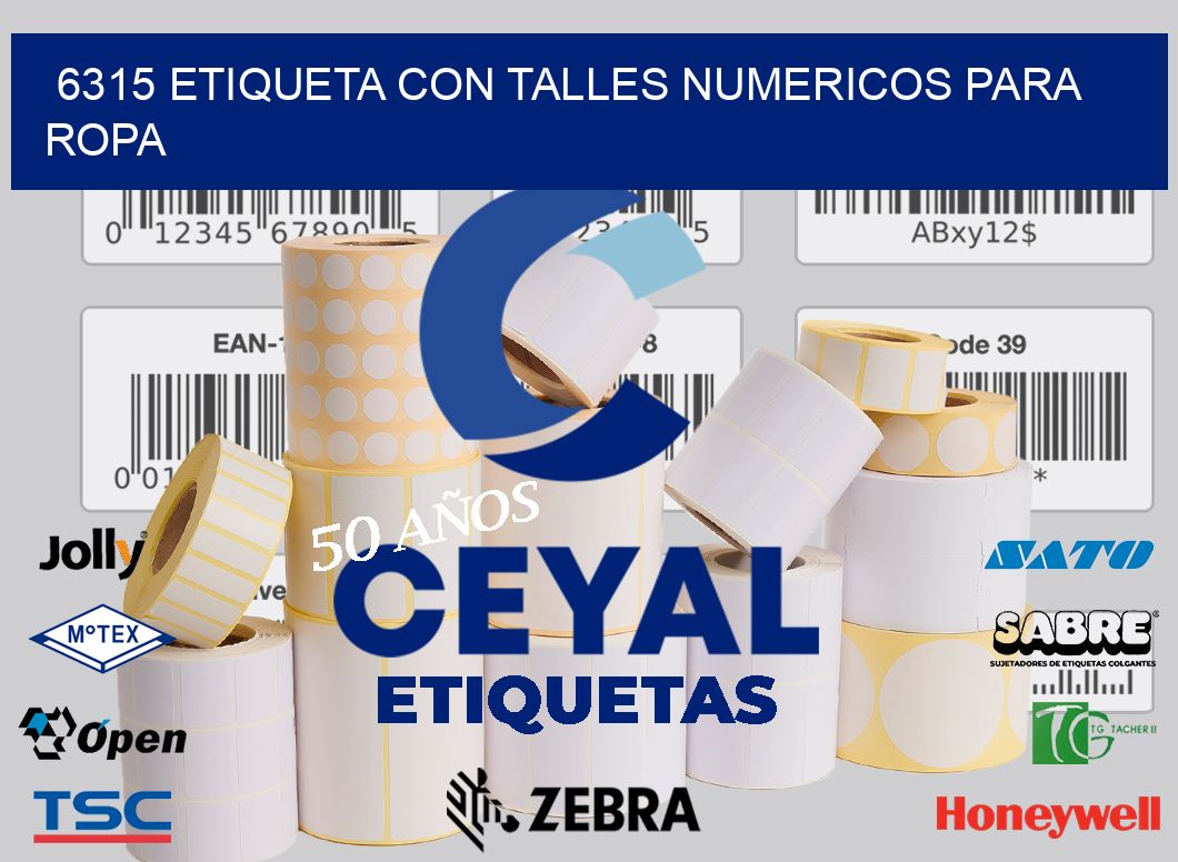 6315 ETIQUETA CON TALLES NUMERICOS PARA ROPA