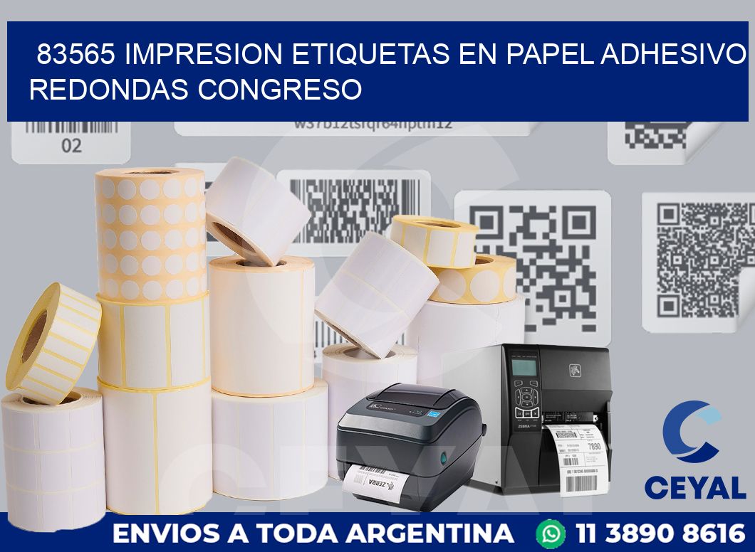 83565 IMPRESION ETIQUETAS EN PAPEL ADHESIVO REDONDAS CONGRESO