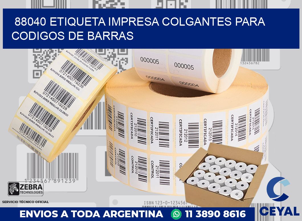 88040 ETIQUETA IMPRESA COLGANTES PARA CODIGOS DE BARRAS